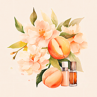 JPG 열매 일러스트 나뭇잎 수채화 사람없음 뷰티 화장품 복숭아 스킨 로션 공병 복사꽃 살구색 비건 국내일러스트 AI일러스트 AI콘텐츠 식물 꽃 컬러 잎 과일 채식주의자 병_담는 파일형식