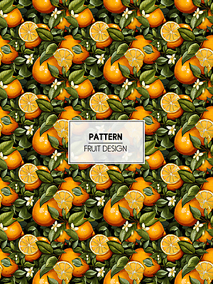 PSD 편집이미지 잎 패턴 오렌지 과일 사람없음 주황색 가득함 디지털합성 이미지편집 식물 컬러 무늬 파일형식