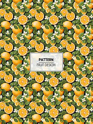 PSD 편집이미지 잎 패턴 오렌지 과일 사람없음 주황색 가득함 디지털합성 오렌지꽃 이미지편집 식물 꽃 컬러 무늬 파일형식