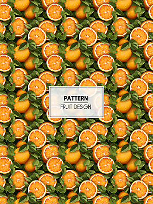 PSD 편집이미지 잎 패턴 오렌지 과일 사람없음 주황색 가득함 디지털합성 이미지편집 식물 컬러 무늬 파일형식