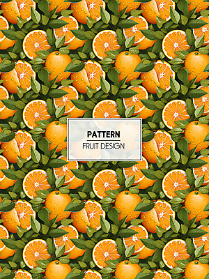 PSD 편집이미지 잎 패턴 오렌지 과일 사람없음 주황색 가득함 디지털합성 이미지편집 식물 컬러 무늬 파일형식