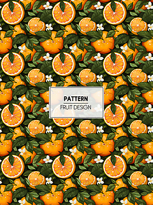 PSD 편집이미지 잎 패턴 오렌지 과일 사람없음 주황색 가득함 디지털합성 오렌지꽃 이미지편집 식물 꽃 컬러 무늬 파일형식
