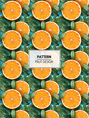 PSD 편집이미지 잎 패턴 오렌지 과일 사람없음 초록색 주황색 가득함 디지털합성 이미지편집 식물 컬러 무늬 파일형식