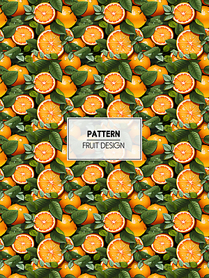 PSD 편집이미지 잎 패턴 오렌지 과일 사람없음 초록색 주황색 가득함 디지털합성 이미지편집 식물 컬러 무늬 파일형식