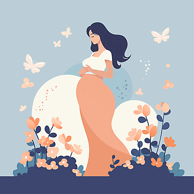 JPG 전신 식물 여자 꽃 나비 일러스트 한명 성인 임산부 임신 감싸기 성인여자한명만 국내일러스트 AI일러스트 AI콘텐츠 1 곤충 모션 사람 여자한명만 성인여자만 파일형식