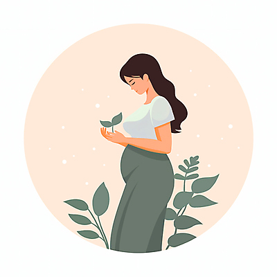 JPG 식물 여자 일러스트 한명 들기 상반신 성인 새싹 임산부 임신 성인여자한명만 국내일러스트 AI일러스트 AI콘텐츠 1 모션 사람 여자한명만 성인여자만 파일형식