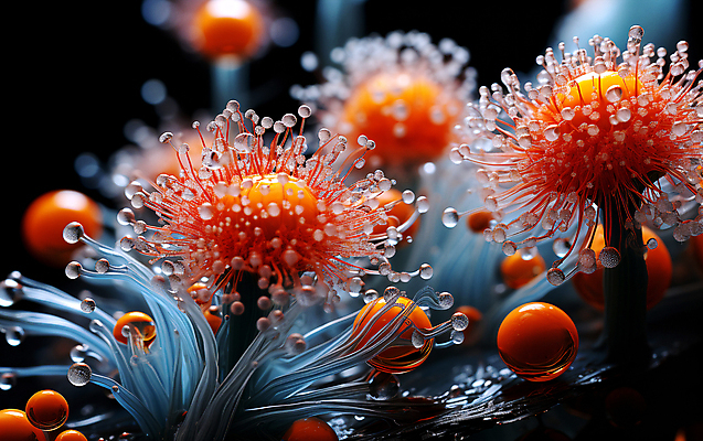 JPG 편집이미지 꽃 현미경 근접촬영 사람없음 아웃포커스 물방울 확대 디지털합성 수분_꽃가루 편집실사 AI컴퓨터그래픽 AI콘텐츠 식물 뷰포인트 촬영기법 실험기구 CG 파일형식