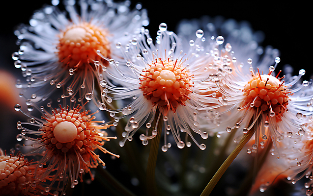 JPG 편집이미지 꽃 현미경 근접촬영 사람없음 물방울 확대 디지털합성 수분_꽃가루 편집실사 AI컴퓨터그래픽 AI콘텐츠 식물 뷰포인트 실험기구 CG 파일형식