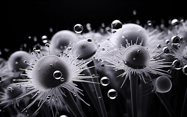 JPG 편집이미지 현미경 근접촬영 사람없음 물방울 확대 디지털합성 수분_꽃가루 편집실사 AI컴퓨터그래픽 AI콘텐츠 뷰포인트 실험기구 CG 파일형식