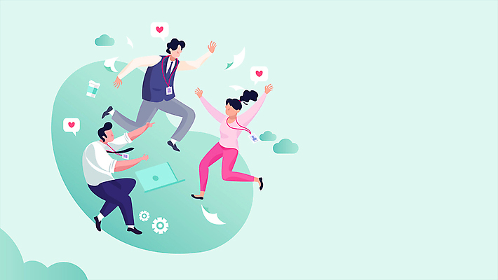 전신 여자 남자 말풍선 비즈니스 성인 타이포그라피 세명 노트북 점프 만세 하트 가리킴 직장인 비즈니스맨 비즈니스우먼 민트색 얼굴없음 성인만 모션그래픽 MP4 MOV 모양 직업 문자 컬러 모션 사람 손짓 전자제품 동영상 파일형식