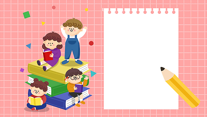 전신 여자 남자 종이 어린이 분홍색 프레임 서기 들기 사람 앉기 소녀 소년 여러명 책 독서 연필 만세 책더미 어린이만 모션그래픽 MP4 MOV 컬러 다수 모션 학용품 필기구 동영상 무더기 파일형식