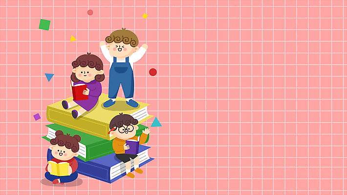 전신 여자 남자 어린이 분홍색 서기 들기 사람 앉기 소녀 소년 여러명 책 독서 만세 책더미 어린이만 모션그래픽 MP4 MOV 컬러 다수 모션 동영상 무더기 파일형식