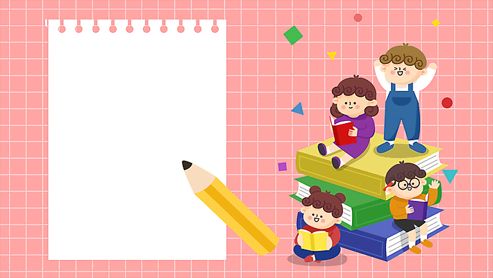 전신 여자 남자 종이 어린이 분홍색 프레임 서기 들기 앉기 소녀 소년 여러명 책 독서 연필 만세 책더미 어린이만 모션그래픽 MP4 MOV 컬러 다수 모션 학용품 사람 필기구 동영상 무더기 파일형식