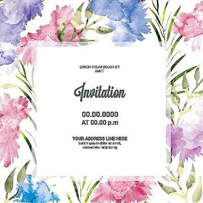 EPS 해외이미지 식물 기념일 꽃 분홍색 백그라운드 잎 꽃무늬 패턴 일러스트 수채화 프레임 이벤트 사람없음 장식 컬러풀 축제 패턴백그라운드 축하 메시지 우아함 그림 초대 해외202004 해외일러스트 컬러 컨셉 무늬 파일형식 벡터