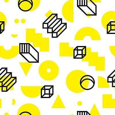 EPS 해외이미지 모양 디자인 선 백그라운드 패턴 일러스트 추상 사람없음 그래픽 노란색 검은색 원형 플랫 기하학 팝 스타일 멤피스디자인 해외202004 해외일러스트 도형 컬러 무늬 파일형식 벡터