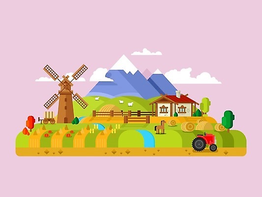 EPS 해외이미지 나무 식물 동물 구름 디자인 백그라운드 밭 농업 일러스트 건축양식 자연 산 주택 풍경 초원 사람없음 야외 건물 그래픽 초록색 울타리 강 농장 마을 환경 정원 풍차 시골 양 재산 플랫 건초더미 볏짚 땅 언덕 오브젝트 시골집 장면 트랙터 내추럴 밭일 줄서기 해외202004 해외일러스트 자연요소 건축물 건축 산업 컬러 포유류 모션 금융 담장 건초 짚 농기계 생태계 특수차량 파일형식 벡터 더미