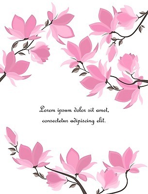 EPS 해외이미지 일러스트 프레임 사람없음 봄 나뭇가지 목련 꽃프레임 프레임일러스트 해외202004 해외일러스트 나무 계절 꽃 파일형식 벡터