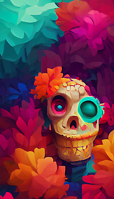 포토 JPG 해외이미지 전통 문화 컬러 벽지 멕시코 미술 사람없음 컬러풀 죽음 제단 해골모형 해외202309 해외포토 북아메리카 문화예술 모형 파일형식