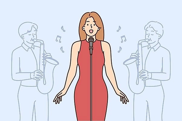 EPS 해외이미지 라이프스타일 여자 남자 연주 음표 일러스트 노래 들기 상반신 성인 세명 기쁨 가수 색소폰 스탠드마이크 성인만 해외일러스트 기호 감정 음악 모션 사람 생활 음악가 목관악기 마이크 파일형식 벡터