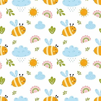 EPS 해외이미지 식물 디자인 옷 종이 어린이 곤충 백그라운드 무지개 패턴 일러스트 벽지 놀이방 아기 신생아 직물 낙서 말벌 인쇄 만화 질감 윤곽 부드러움 찌르기 반복 해외202309 해외일러스트 자연요소 동물 무늬 모션 사람 감각 벌_곤충 파일형식 벡터