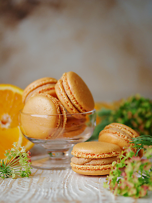 포토 JPG 해외이미지 접시 잎 오렌지 사람없음 노란색 달콤 마카롱 해외202309 해외포토 식물 식기 컬러 과일 디저트 맛 파일형식