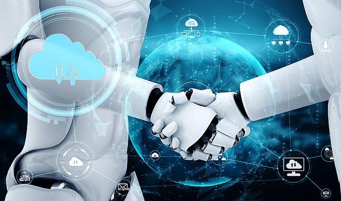 포토 JPG 해외이미지 지구 미래 악수 사람없음 빛 디지털 과학기술 로봇 클라우드서비스 홀로그램 AI_인공지능 해외202309 해외포토 컨셉 기술 손짓 서비스 파일형식