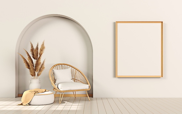 포토 JPG 해외이미지 화분 액자 쿠션 의자 프레임 실내 사람없음 공간 아치 목업 카피스페이스 해외202309 해외포토 가구 내부 공백 파일형식