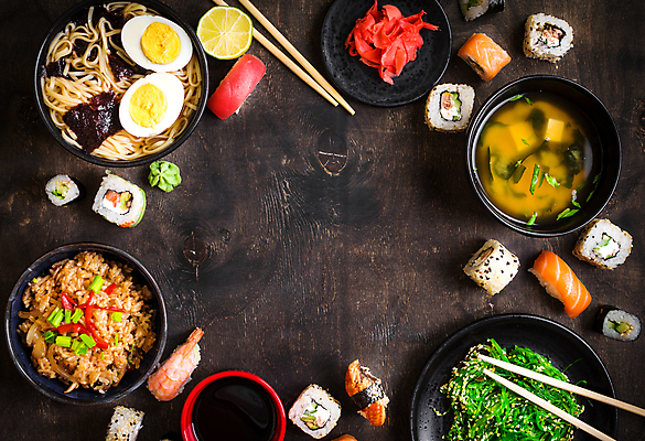 포토 JPG 해외이미지 젓가락 프레임 사람없음 초밥 라멘 간장 볶음밥 미소된장국 일본음식 해외202309 해외포토 음식 수저 면류 양념 파일형식