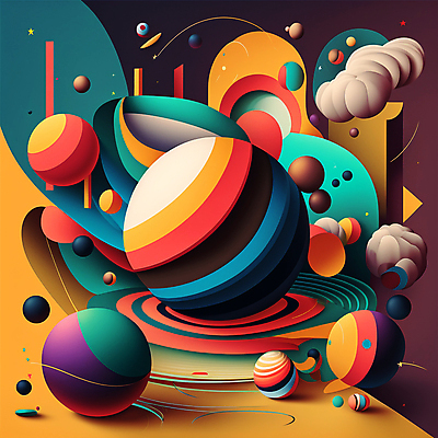 JPG 해외이미지 디자인 예술 선 일러스트 추상 미래 사람없음 컬러풀 원형 화려 입체 기하학 해외202309 해외일러스트 도형 컬러 컨셉 무늬 파일형식