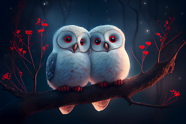 포토 JPG 해외이미지 꽃 새끼 두마리 사람없음 귀여움 나뭇가지 부엉이 해외202309 해외포토 나무 식물 동물 컨셉 2 조류 파일형식