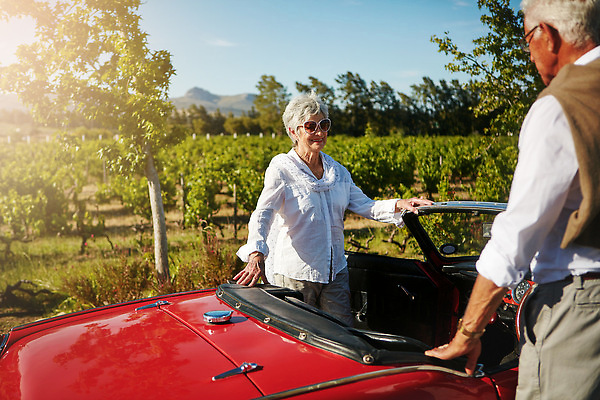 포토 JPG 해외이미지 나무 여자 노년 남자 상반신 야외 두명 선글라스 햇빛 노부부 드라이브 오픈카 노인만 해외202309 해외포토 식물 부부 안경 승용차 사람 성인 태양 운전 성인만 파일형식