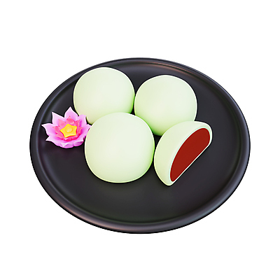 JPG 해외이미지 접시 떡 사람없음 3D 메뉴 모찌 일본음식 앙금 해외202309 해외포토 포토 식기 음식 식재료 디지털합성 파일형식