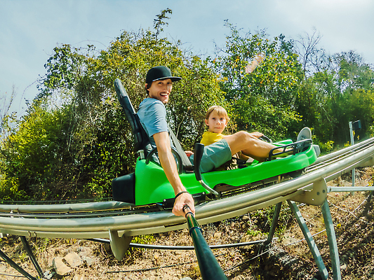 포토 JPG 해외이미지 라이프스타일 행복 아들 어린이 스포츠 가족 자연 휴가 관리 사랑 사람 소년 야외 두명 가로 세로 초록색 아빠 미끄럼틀 속도 흥분 오르기 알프스 썰매 길이 비명 선로 해외202309 해외포토 남자 감정 유럽 컬러 관계 모션 생활 놀이기구 생태계 파일형식