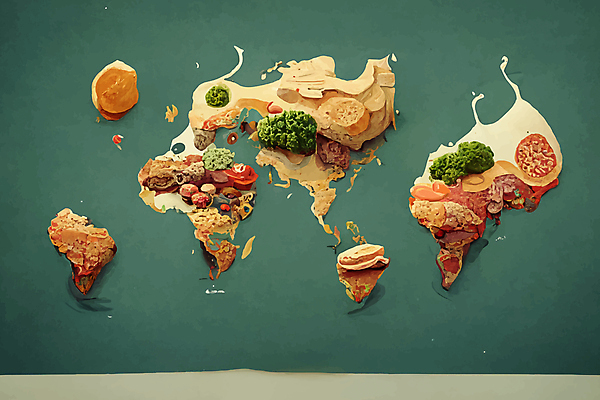 JPG 해외이미지 음식 세계지도 일러스트 요리 사람없음 축제 특산물 해외202309 해외일러스트 지도 세계 파일형식