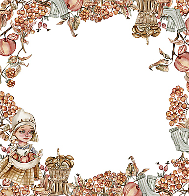 JPG 해외이미지 전신 여자 열매 어린이 낙엽 과일 일러스트 양말 프레임 한명 들기 바구니 사각형 버섯 나뭇가지 화려 통나무 소녀한명만 해외202309 해외일러스트 도형 나무 식물 1 컨셉 잎 모션 사람 여자한명만 소녀만 파일형식