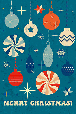 EPS 해외이미지 크리스마스 일러스트 크리스마스카드 사람없음 파란색 빈티지 오너먼트 해외202309 해외일러스트 기념일 컬러 컨셉 크리스마스장식 카드_감사 파일형식 벡터