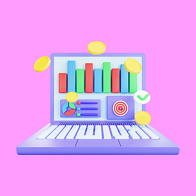 포토 JPG 해외이미지 그래프 사람없음 노트북 3D 보라색 동전 다트판 체크표시 다트핀 마케팅 해외202309 해외포토 컬러 돈 전자제품 다트 디지털합성 확인 파일형식