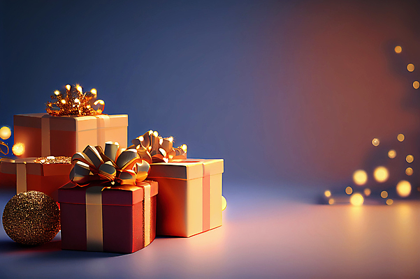 포토 JPG 해외이미지 리본 백그라운드 크리스마스 사람없음 선물상자 3D 금색 원형 구슬 보케 빛망울 카피스페이스 해외202309 해외포토 도형 기념일 컬러 선물 빛 상자 공백 디지털합성 파일형식