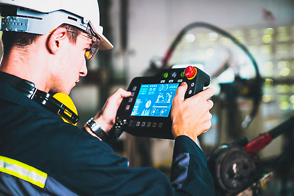 포토 JPG 해외이미지 응시 남자 산업 공장 노동자 작업복 한명 들기 상반신 성인 기계 과학기술 작업 엔지니어 안전모 컨트롤 프로그래밍 성인남자한명만 해외202309 해외포토 직업 1 시선 옷 공업 모션 기술 사람 기술자 헬멧 안전장비 개발 남자한명만 성인남자만 파일형식