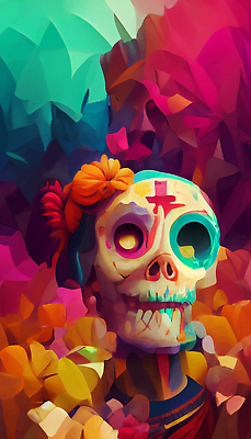 포토 JPG 해외이미지 전통 문화 컬러 벽지 멕시코 미술 사람없음 컬러풀 죽음 제단 해골모형 해외202309 해외포토 북아메리카 문화예술 모형 파일형식