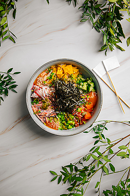 JPG 해외이미지 그릇 잎 오이 콩 사람없음 건강관리 신선 나무바닥 연어 건강식 김가루 맛살 포케 해외202309 해외포토 포토 식물 식기 음식 채소 곡류 바닥 건강 관리 어류 김_해조류 가루 파일형식