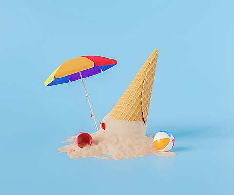 포토 JPG 해외이미지 모래 여행 사람없음 3D 바구니 파라솔 비치볼 오브젝트 파란배경 아이스크림콘 해외202309 해외포토 백그라운드 공 바캉스용품 파란색 디지털합성 콘 파일형식