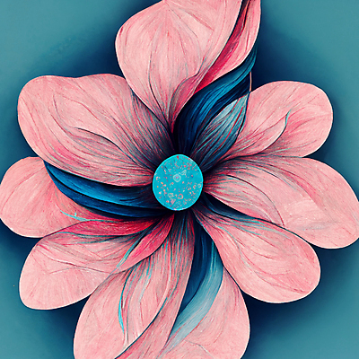 JPG 해외이미지 꽃 분홍색 하늘색 백그라운드 일러스트 추상 미술 사람없음 그림 해외202309 해외일러스트 식물 컬러 무늬 문화예술 파란색 파일형식