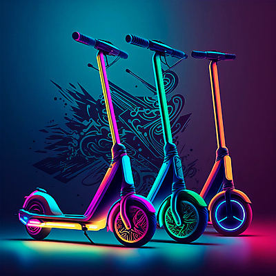 포토 JPG 해외이미지 사람없음 네온 전동퀵보드 사이버펑크 해외202309 해외포토 육상교통 퀵보드 파일형식 SF