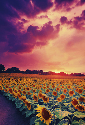 포토 JPG 해외이미지 식물 꽃잎 꽃 컬러 꽃무늬 밭 자연 하늘 해바라기 사람없음 야외 초록색 컬러풀 뷰티 정원 일몰 소프트포커스 내추럴 해외202309 해외포토 무늬 농업 촬영기법 노을 생태계 파일형식