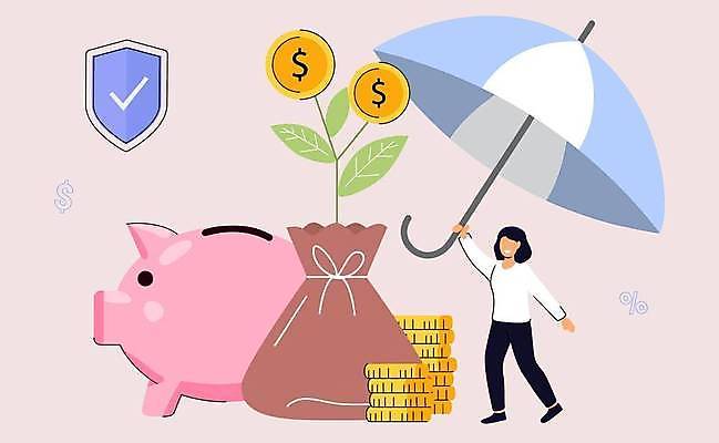 EPS 해외이미지 전신 식물 여자 일러스트 우산 한명 들기 성인 금융 돼지저금통 보안 동전탑 방화벽 성인여자한명만 해외202309 해외일러스트 1 모션 안전 사람 경제 쌓기 동전 저금통 여자한명만 성인여자만 파일형식 벡터