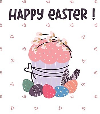 EPS 해외이미지 꽃 리본 잎 일러스트 부활절 타이포그라피 사람없음 계란 하트 달콤 컵케이크 머핀 해외202309 해외일러스트 모양 식물 문자 기념일 빵 케이크 알 맛 파일형식 벡터