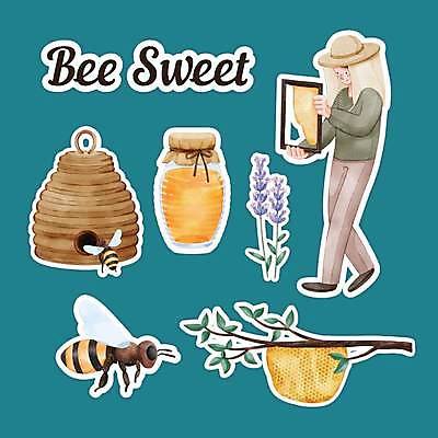 EPS 해외이미지 전신 남자 꽃 곤충 스티커 자연 한명 들기 성인 농장 노란색 항아리 달콤 시럽 꿀 라벤더 벌집 양봉 양봉장 성인남자한명만 해외202309 해외일러스트 식물 동물 1 컬러 농업 모션 사람 도자기 맛 허브 생태계 남자한명만 성인남자만 파일형식 벡터