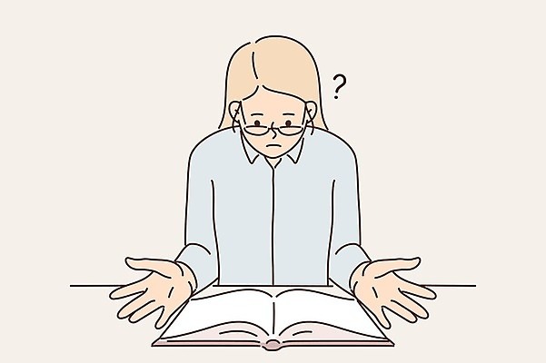 EPS 해외이미지 라이프스타일 여자 안경 일러스트 한명 상반신 성인 책 독서 기쁨 물음표 읽기 의문 성인여자한명만 해외일러스트 1 기호 잡화 감정 컨셉 모션 사람 생활 여자한명만 성인여자만 파일형식 벡터