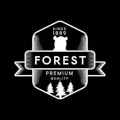 EPS 해외이미지 나무 영어 실루엣 리본 야생동물 일러스트 곰 자연 타이포그라피 사람없음 라벨 흰색 숲 심볼 해외202309 해외일러스트 식물 동물 문자 컬러 포유류 프레임 촬영기법 생태계 파일형식 벡터